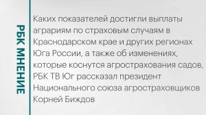 Показатели по агрострахованию на Юге России || РБК Мнение