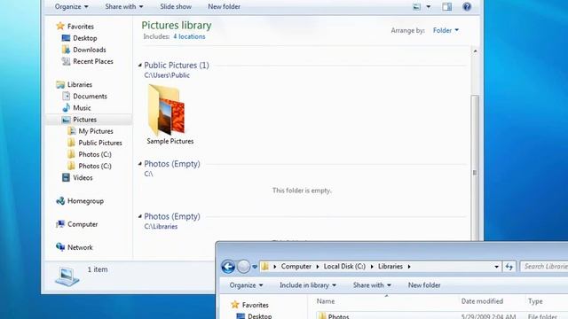 Windows 7 Using Libraries with Network Drives смотреть онлайн