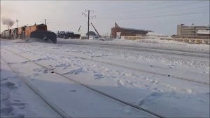 Очистка снега на станции Воркута.