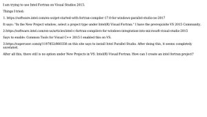 Adding Intel Fortran to Visual Studio 2015