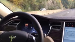 Driving a Tesla P85D in autopilot mode (self driving mode)