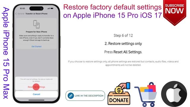 How to Restore factory default settings on Apple iPhone 15 Pro iOS 17 смотреть онлайн