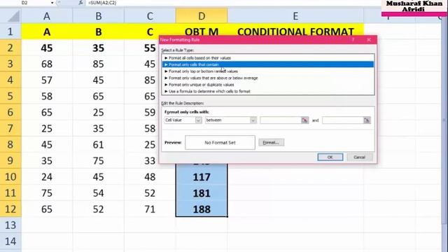CONDITIONAL FORMAT in Ms Excel Urdu Hindi MS Excel tutorial Ms Office Tutor Academy