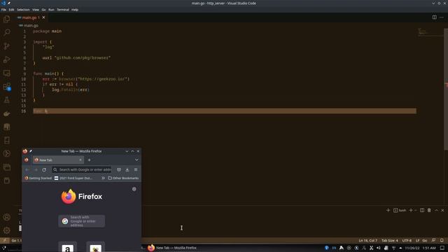 Golang OpenBrowser window #golang #golangtutorial #programmer #programming