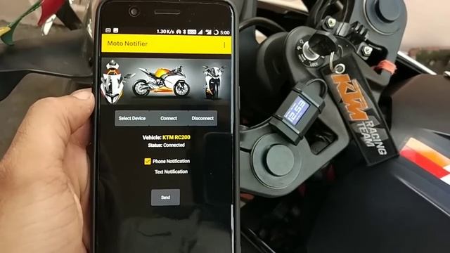 Bluetooth Motorcycle OLED Handlebar Smart Display Mod on KTM RC200 with Android like KTM My Ride смотреть онлайн