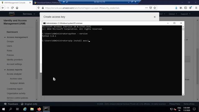 How configure aws cli in windows