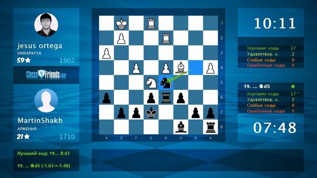 Chess Game Analysis: jesus ortega - MartinShakh : 1-0 (By ChessFriends.com) смотреть онлайн