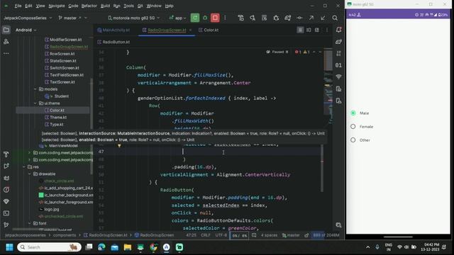 How to Implement Radio Button and Radio Group in Jetpack Compose |  Android Studio Kotlin Tutorial