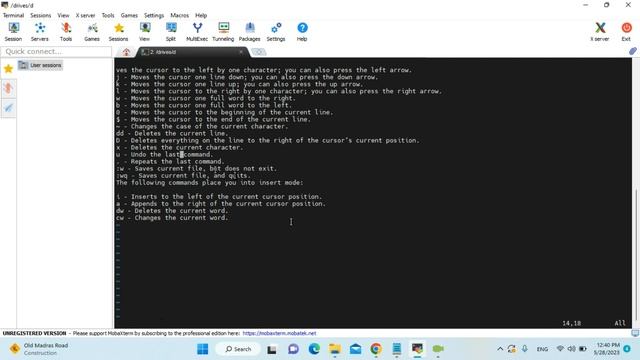 How to use Linux Commands |  MObaXterm |  vi command | Text editing in linux