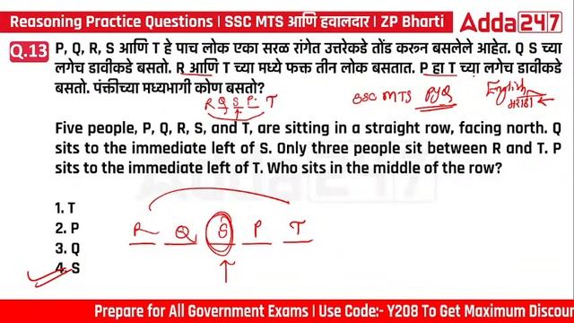 ZP Bharti 2023 | SSC MTS Havaldar 2023 | Reasoning Practice Questions For SSC Havaldar And ZP Bhart