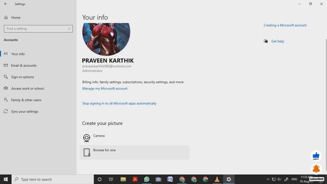 How to set and change the image in user on WINDOWS 10 смотреть онлайн