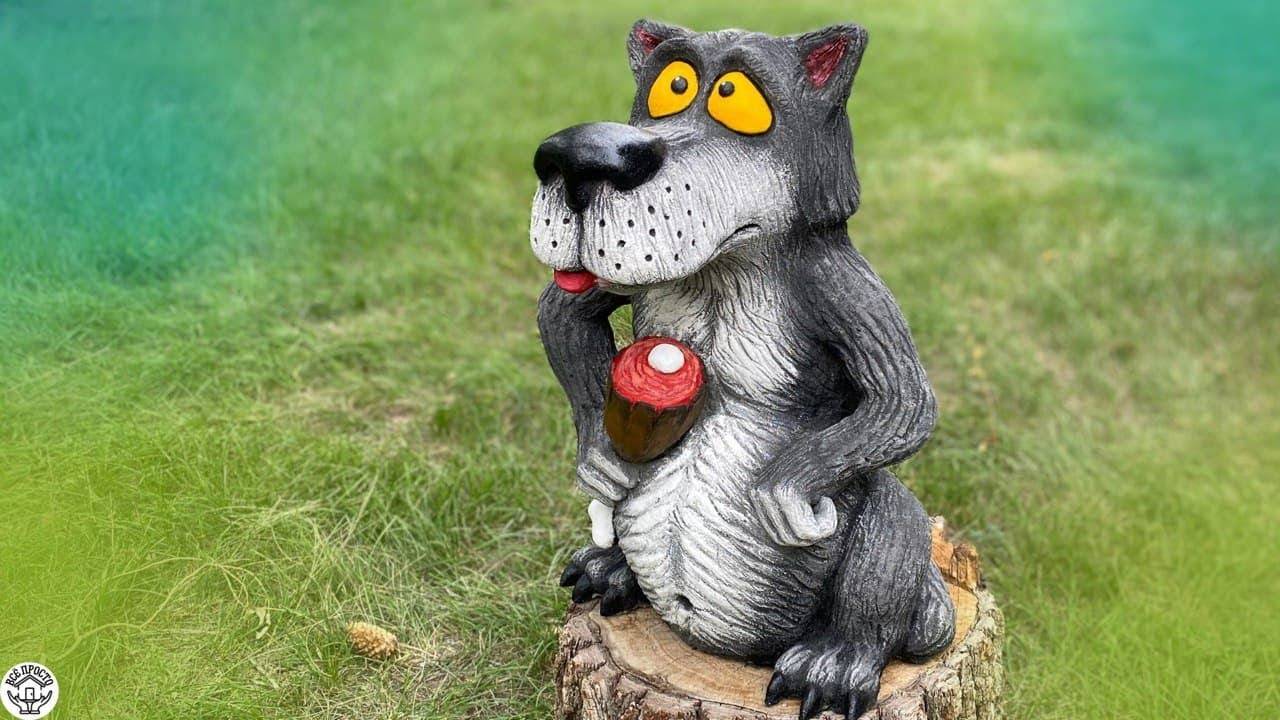 ВОЛК зубами щёлк из ЦЕМЕНТА СВОИМИ РУКАМИ | ПОДЕЛКИ для сада | diy cement crafts with your own hands смотреть онлайн