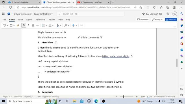 C Programming Keyword, Identifier, Token | C Programming Basics | C Programming Classes