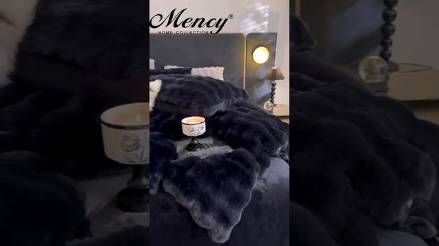 Меховой КПБ Mency Кубик MMENK05 цвет Чёрный