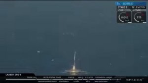 Момент исторической посадки первой ступени Falcon 9 на баржу 08 04 16