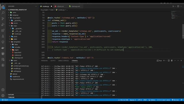 Создаем динамические sitemap.xml, RSS Feed, robots.txt во Flask (Python) смотреть онлайн