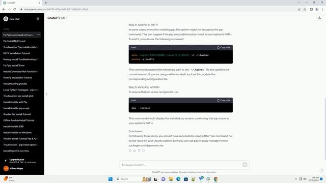 pip install command not found ubuntu