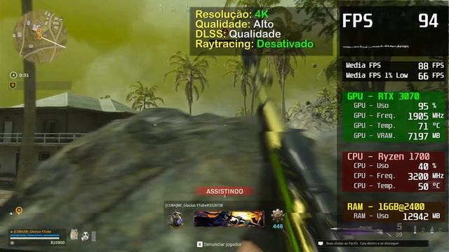 Teste Ryzen 7 1700 - RTX 3070 - Call Of Duty - Warzone - HD, FullHD e 4K смотреть онлайн