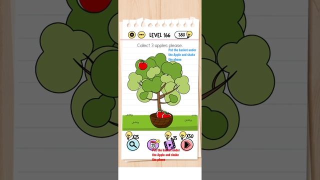 Collect 3 apples please.Put the basket under the Apple and shake the phone Brain #game #gamelevel16 смотреть онлайн