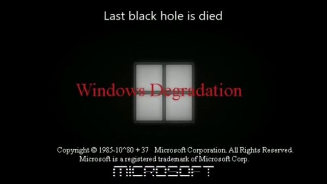 Windows Degradation Startup Shutdown Sound - Last black hole is died смотреть онлайн