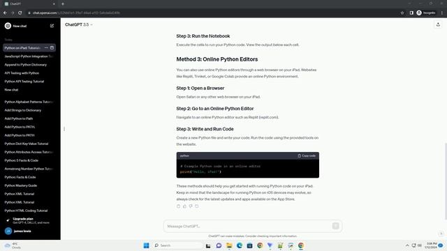 can you use python on ipad