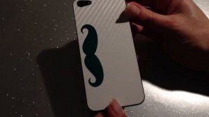 White Carbon with Green Glitter Moustache for iPhone 5