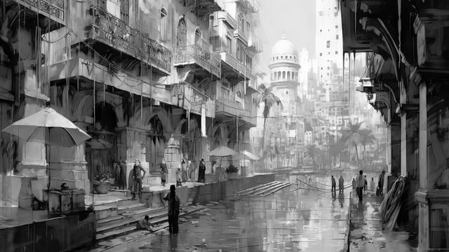 Variety 8k Slideshow #2 (Black & White) - City light street, Urban, Countryside Paintings смотреть онлайн