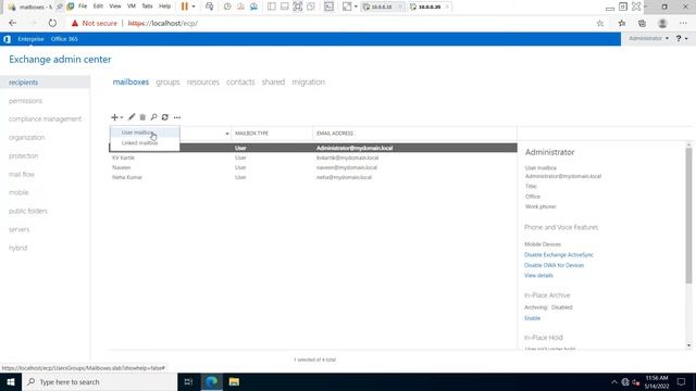 How to Create New User Mailbox &how to Access Exchange Admin Center(EAC)in Exchange Server 2019 CU1 смотреть онлайн