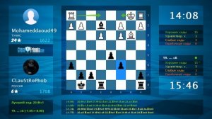 Chess Game Analysis: Mohameddaoud49 - CLauStRoPhob : 0-1 (By ChessFriends.com)