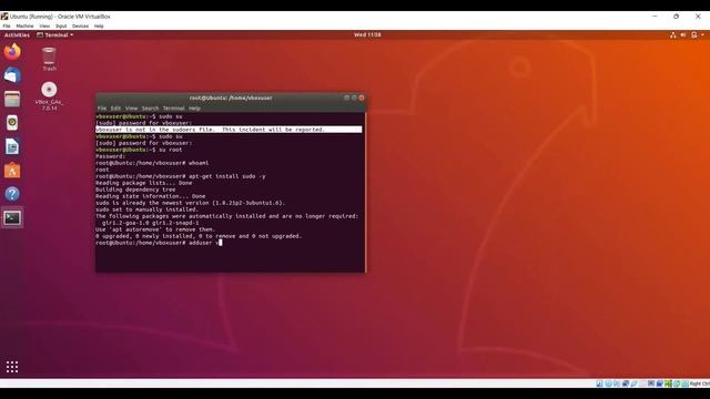 How to fix 'vboxuser is not in sudoers file. This incident will be reported.'