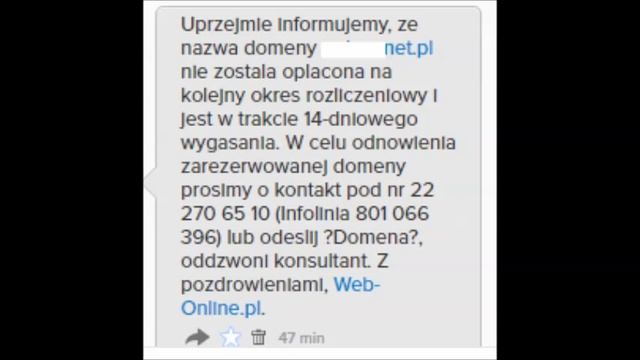 Uwaga na SMSy oferujące odnowienie domen смотреть онлайн