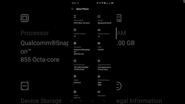 OPPO Reno 10x zoom Color OS 7 || Android 10 updated