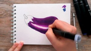 Как нарисовать БАКЛАЖАН маркерами | Рисуем овощи и фрукты | Скетчинг для начинающих