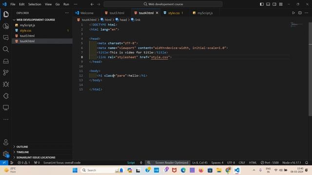 HTML Course: Title, Script & Link  Tags | Web Development course #4