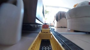 Huge LEGO Train & Railway layout: Long US Cargo Train - EMD-E8 & B-Unit - last wagon view#1  [4K]
