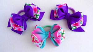 Яркие бантики из лент МК Канзаши