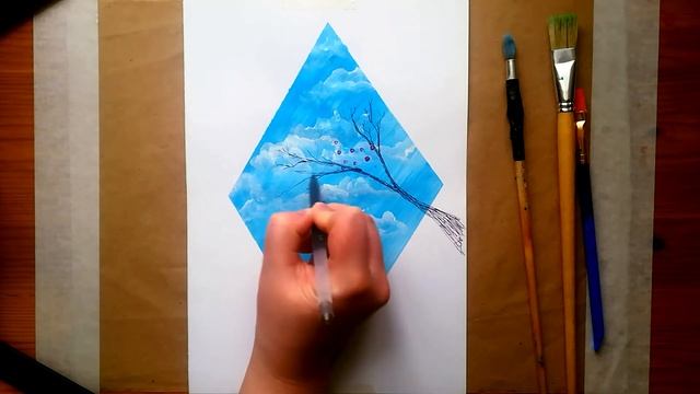 КАК НАРИСОВАТЬ САКУРУ АКРИЛОМ | ПРОСТОЙ ТРАФАРЕТНЫЙ РИСУНОК