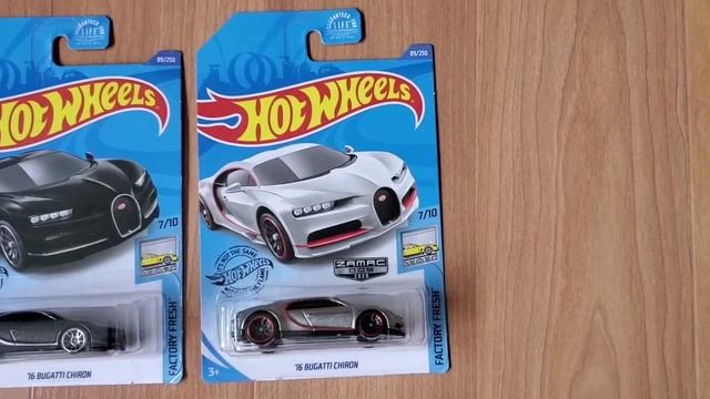 Hot Wheels Bugatti Chiron - 3 Versions Blue Black Metal Silver смотреть онлайн