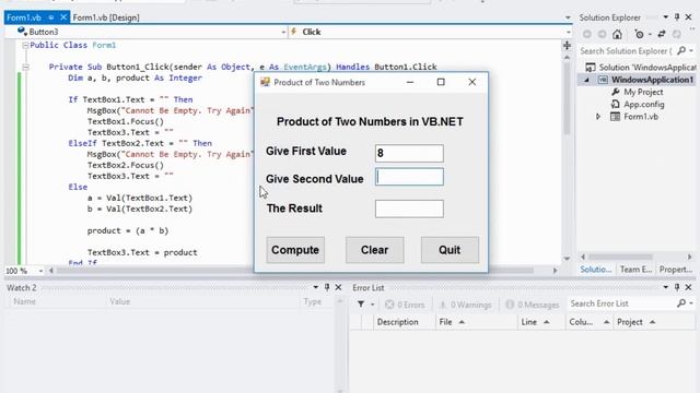 Product of Two Numbers in VB.NET смотреть онлайн