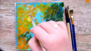 Как нарисовать ОСЕНЬ В ЛЕСУ гуашью | Рисуем осенний лес мазками | Лесной пейзаж снизу