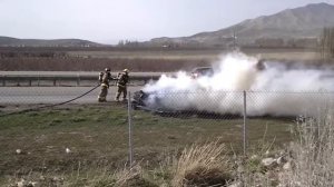 Pontiac Fiero Car Goes Up In  Flames