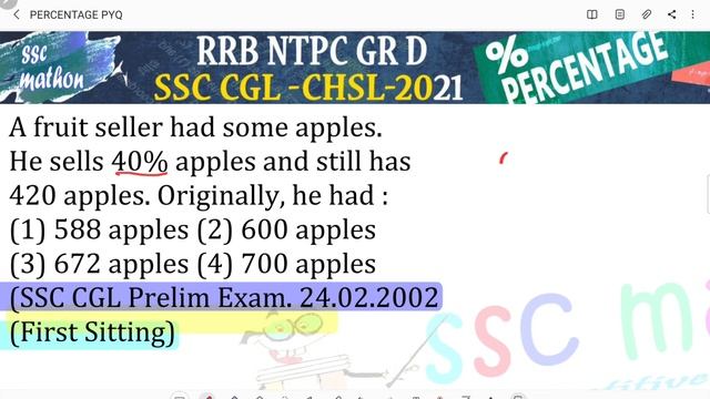 A fruit seller had some apples. he sells 40% apples and still has420 apples. Originally, he had :