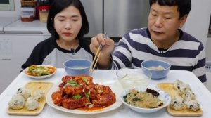 넓적당면 처럼 돼버린 우족찜 먹방(ft.주먹밥) Spicy Braised Beef Feet and rice balls MUKBANG EATING SHOW