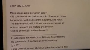 Mass equals area theory