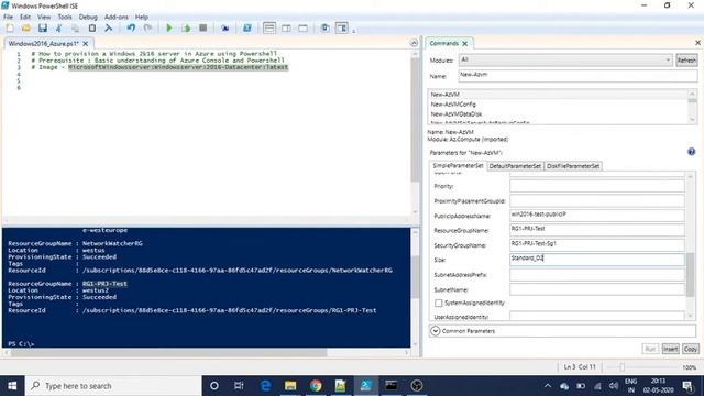 How to create a Windows 2016 Server in Azure using Powershell смотреть онлайн