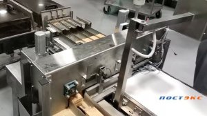 автоматическая подача продукта в горизонтальную упаковочную машину.