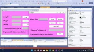 Volume of a Rectangle, Square, Triangle and a Circle using C#.