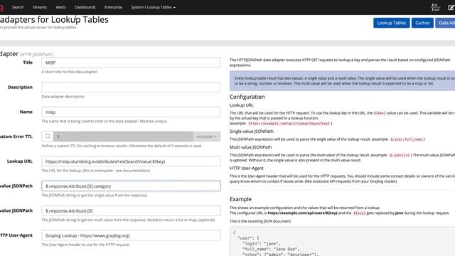 Lookup Tables and Integration with MISP