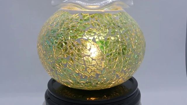 GREEN AQUA YELLOW ELEGANT GLASS GLOBE WARMER AROMA DIFFUSER FOR OILS, GEL MELTS AND OTHER WAXES смотреть онлайн