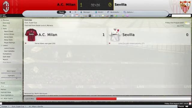 FM2008 - Milan v Sevilla (European Super Cup) смотреть онлайн